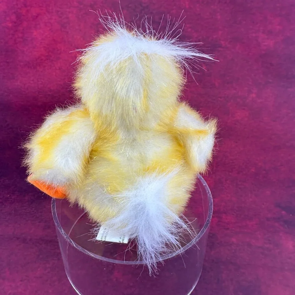 JSTUFF STUFFY SWEET SITTING YELLOW DUCK CHICK FLUFFY HAIR PLUSH TOY RARE 6